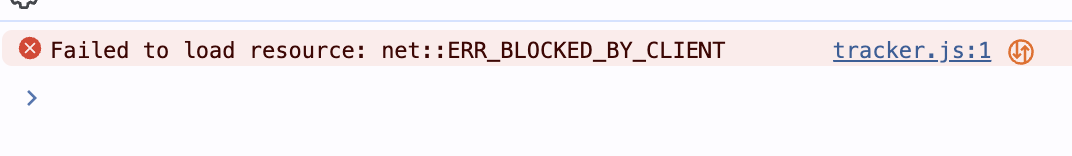 Chrome Console showing Failed to load resource: net::ERR_BLOCKED_BY_CLIENT for tracker.js
