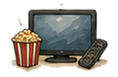 Popcorn beside a television and a remote